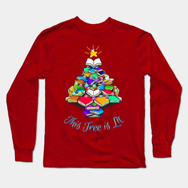 A Christmas Tree of Books That's Lit Long Sleeve T-Shirt by numpdog